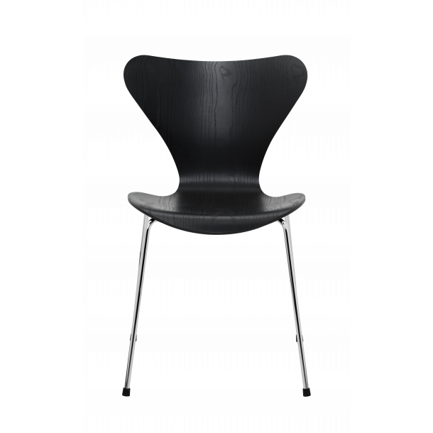 Serie 7 3107 stol, farvet ask | Sort, Forkromet 
