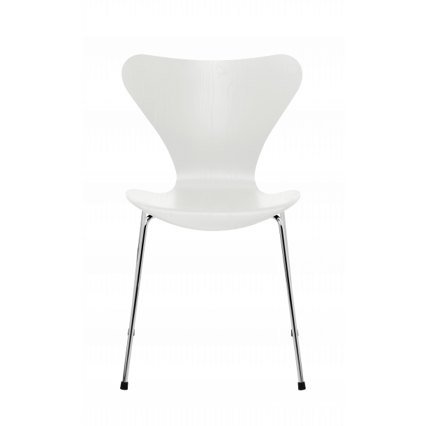 Serie 7 3107 stol, farvet ask | Hvid, Forkromet 