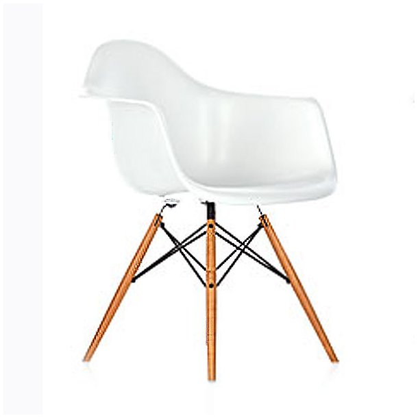 Eames DAW hvid armlæn og træben - spisebordstol klassiker - vitra
