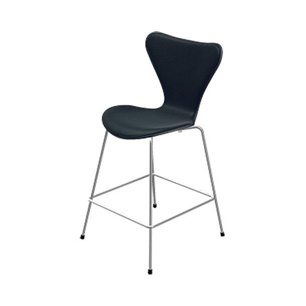 Serie 7 3187 Lav barstol, forsidepolstreret, farvet ask | Sort essential lder, Sort
