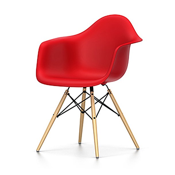 Eames DAW stol, 03 red, med armln og trben 