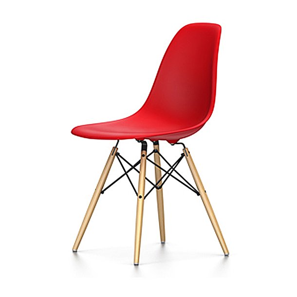Eames DSW stol, 03 Red, med trben, ahorn 