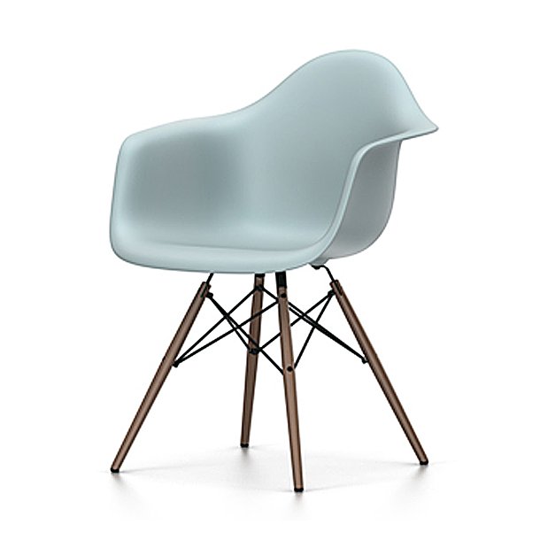 Eames DAW stol, 23 Ice grey, med armln og mrke trben 